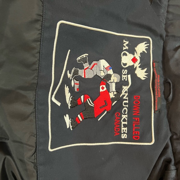 MENS 
LIKE new moose knuckles ORIGINAL 3Q FUR down jacket in navy with fur - Picture 4 of 5